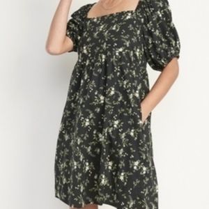 Green floral smocked dress